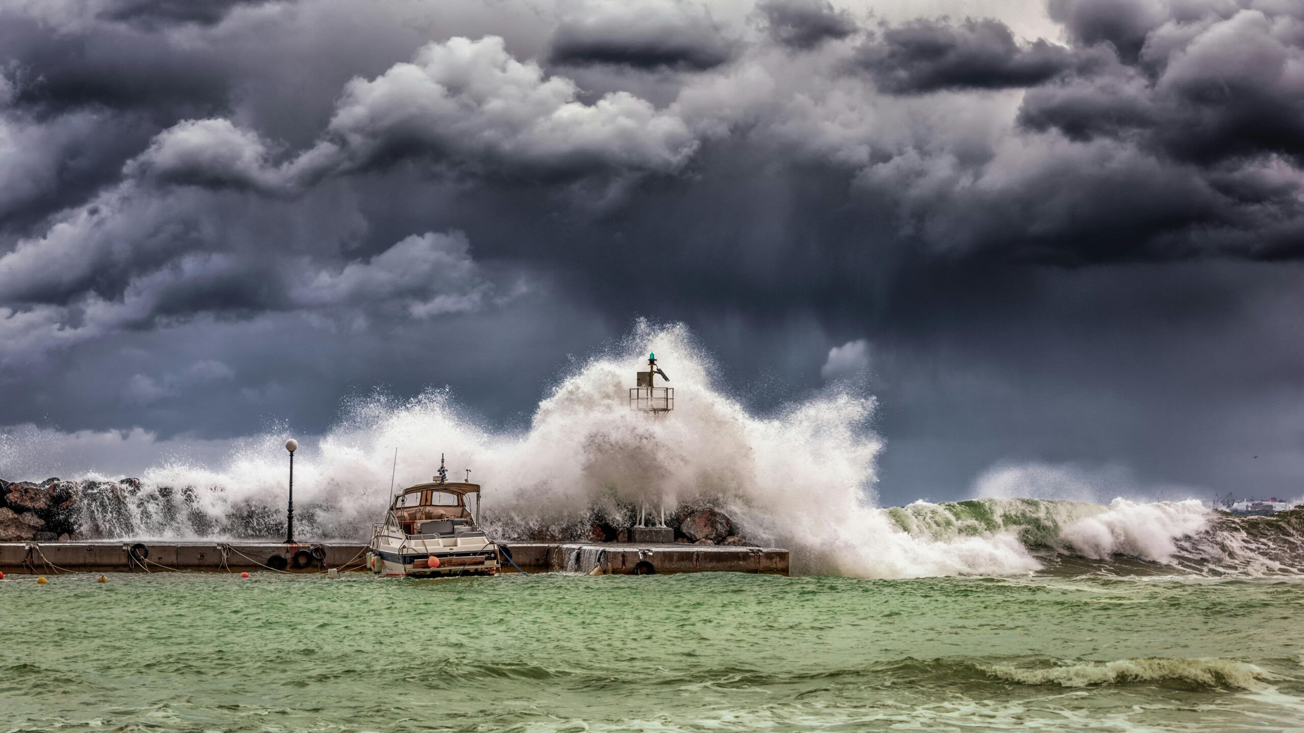 Storm surge on the coast as a hurricane makes landfall